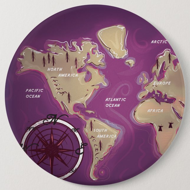 Bóton Redondo 15.24cm Mapa Mundial (Frente)
