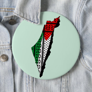 Bóton Redondo 15.24cm Mapa Palestino que Bandeira e Padrão Keffiyeg