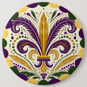 Bóton Redondo 15.24cm Mardi Gras fleur-de-lis