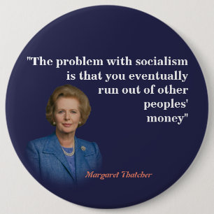 Bóton Redondo 15.24cm Margaret Thatcher Cita O Socialismo