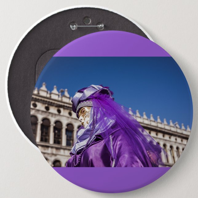 Bóton Redondo 15.24cm Máscara de carnaval violenta em Veneza (Frente & Verso)