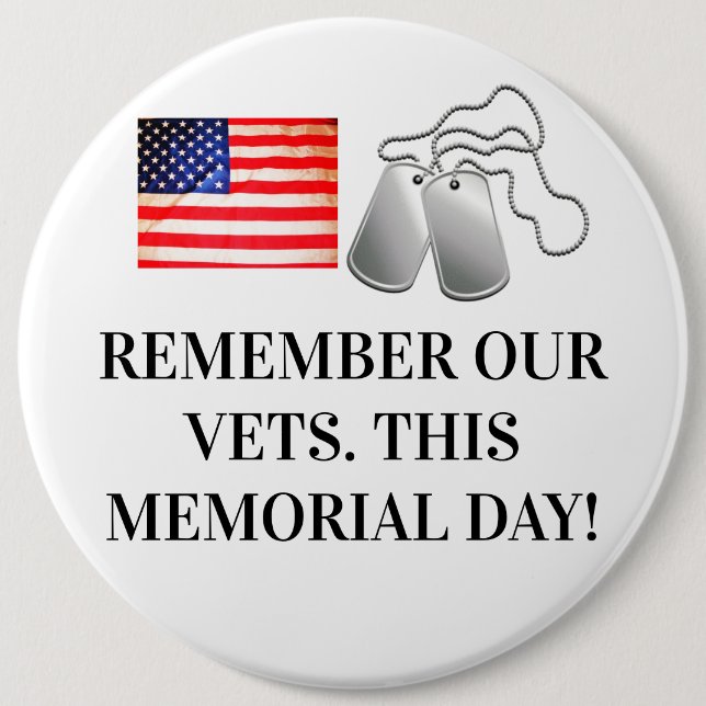 BÓTON REDONDO 15.24CM MEMORIAL DAY REMEMBER VETS    (Frente)