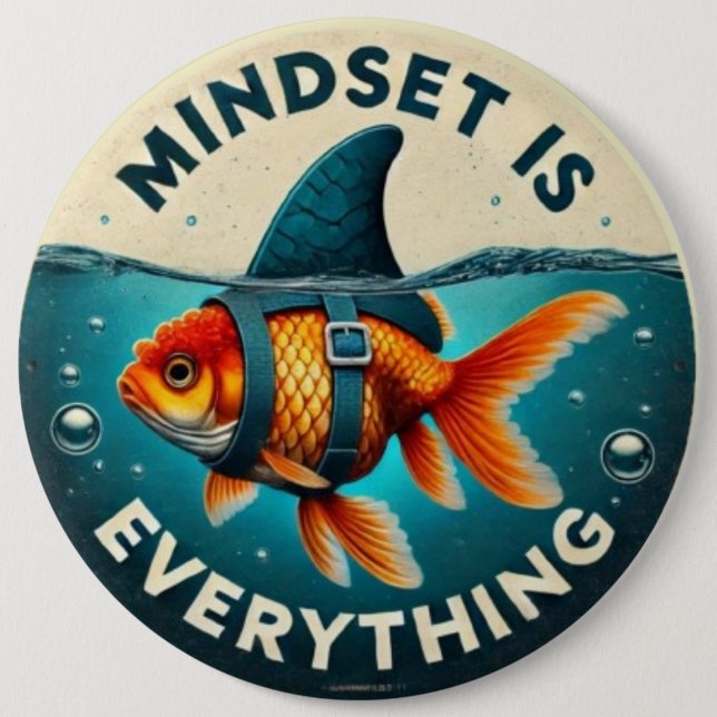 Bóton Redondo 15.24cm Mindset Is Everything Goldfish Motivational Quote (Frente)
