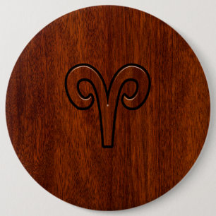 Bóton Redondo 15.24cm Modern Aries Símbolo Zodiac em Mahogany como impre