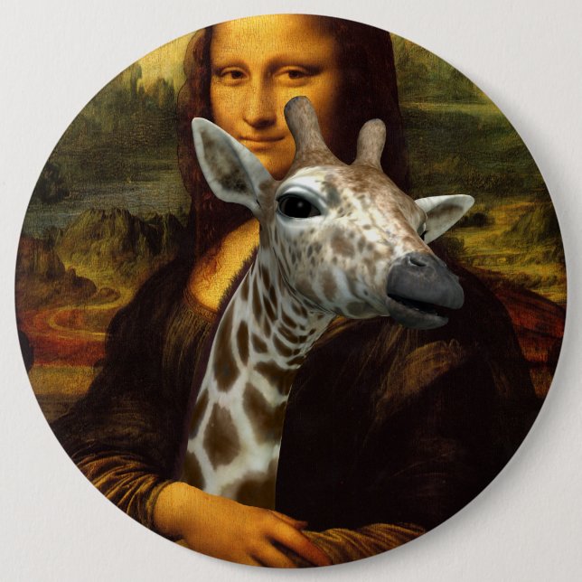 Bóton Redondo 15.24cm Mona Lisa ama Girafas (Frente)