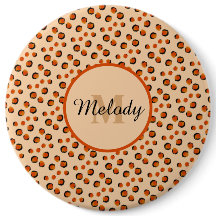 Monograma de Impressão de Pastel e Chita Dourada