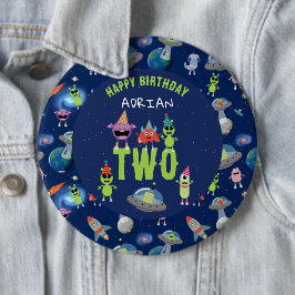 Bóton Redondo 15.24cm Monstro Alien Cute Espaço Nome Idade Aniversário C