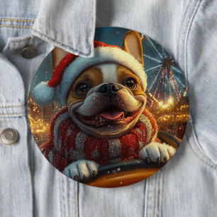 Bóton Redondo 15.24cm Montanha-russa de Cachorro Boxer no Natal