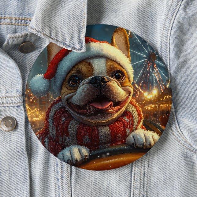 Bóton Redondo 15.24cm Montanha-russa de Cachorro Boxer no Natal (In Situ)