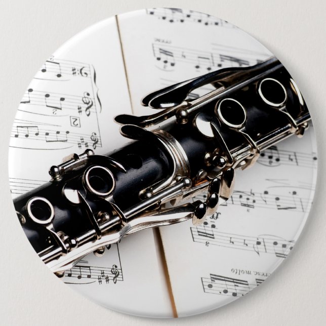Bóton Redondo 15.24cm Música de Clarinete (Frente)