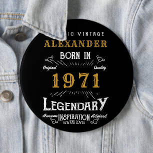 Bóton Redondo 15.24cm Nascer de 50º aniversário personalizado 1971 Vin
