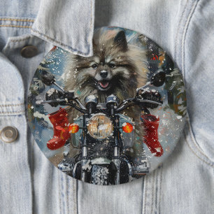 Bóton Redondo 15.24cm Natal de Motocicleta de Keeshond
