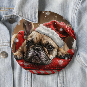 Bóton Redondo 15.24cm Natal Festivo do Bulldog Francês