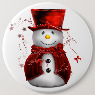 Bóton Redondo 15.24cm Natal vermelho bonito do boneco de neve