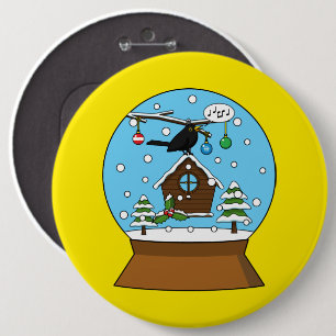 Bóton Redondo 15.24cm Neve Globe com Blackbird Singing