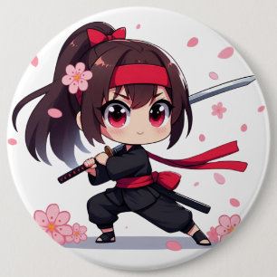 Bóton Redondo 15.24cm Ninja guerreira bonita floresce