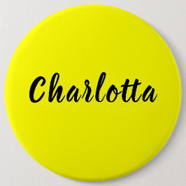 Bóton Redondo 15.24cm Nome Personalizado Preto | Cor Amarelo-Neão