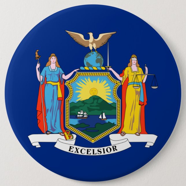 Bóton Redondo 15.24cm Nova York: O Estado Imperial, Bandeira da Grande M (Frente)