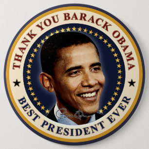 Bóton Redondo 15.24cm Obrigado Barack Obama - o melhor presidente Nunca