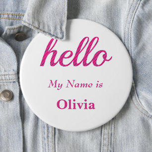 Bóton Redondo 15.24cm Olá Meu nome é Personalizado Olá Presentes