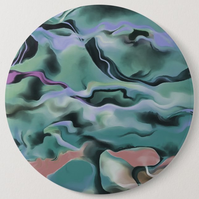 Bóton Redondo 15.24cm Ondas Em Harmonia Acrílica Abstrato (Frente)