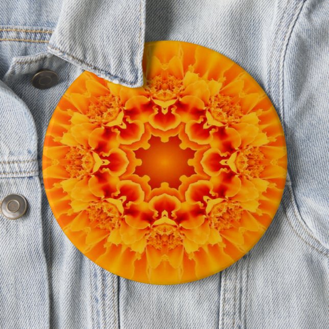 Bóton Redondo 15.24cm Orange Marigold Mandala (In Situ)
