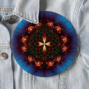Bóton Redondo 15.24cm Ornamentado Cross Mandala