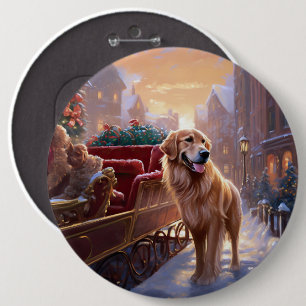 Bóton Redondo 15.24cm Ouro Retriever Natal Festivo