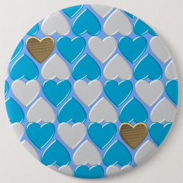 Bóton Redondo 15.24cm Padrão bávaro azul e branco.