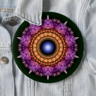 Bóton Redondo 15.24cm Padrão de cristal violeta fractal