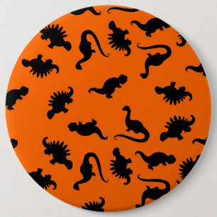 Bóton Redondo 15.24cm Padrão de Dinossauro Fofo em Laranja