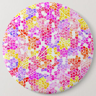 Bóton Redondo 15.24cm Padrão de flores abstratas femininas coloridas fof