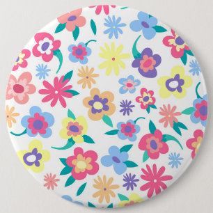 Bóton Redondo 15.24cm Padrão de flores de primavera, colorido, bonito