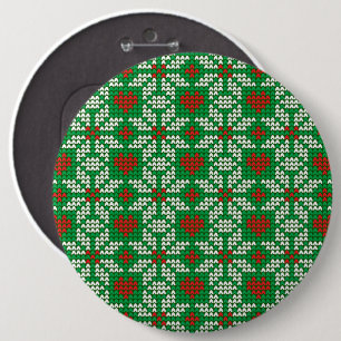 Bóton Redondo 15.24cm Padrão de Natal tricotado