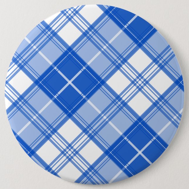 Bóton Redondo 15.24cm Padrão de Tartan Branco Azul Escuro yxm0uat9 na di (Frente)
