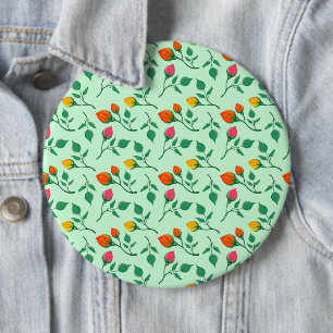 Bóton Redondo 15.24cm Padrão floral com flores rosa coloridas