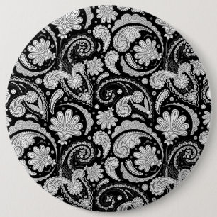 Bóton Redondo 15.24cm padrões brancos paisley brancos, brancos, brancos