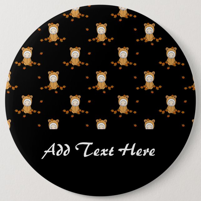 Bóton Redondo 15.24cm Padrões de outono de Bebês em queda de folhas (Frente)