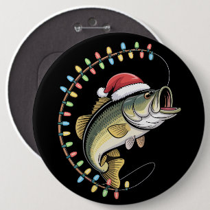 Bóton Redondo 15.24cm Papai Natal Peixe-Bass Divertido Pescaria Pescador
