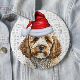 Bóton Redondo 15.24cm Papais noeis de Natal Cachorro Cockapoo
