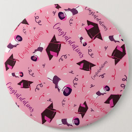 Bóton Redondo 15.24cm Parabéns de Graduação Rosa