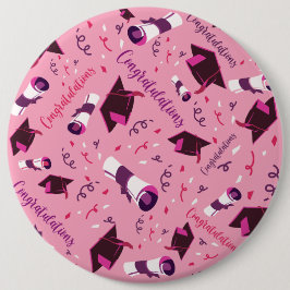 Bóton Redondo 15.24cm Parabéns pela Formatura Cor-de-Rosa