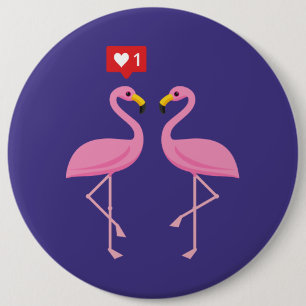 Bóton Redondo 15.24cm Pastel Coração, Tipo Flamingo Rosa, Bonito