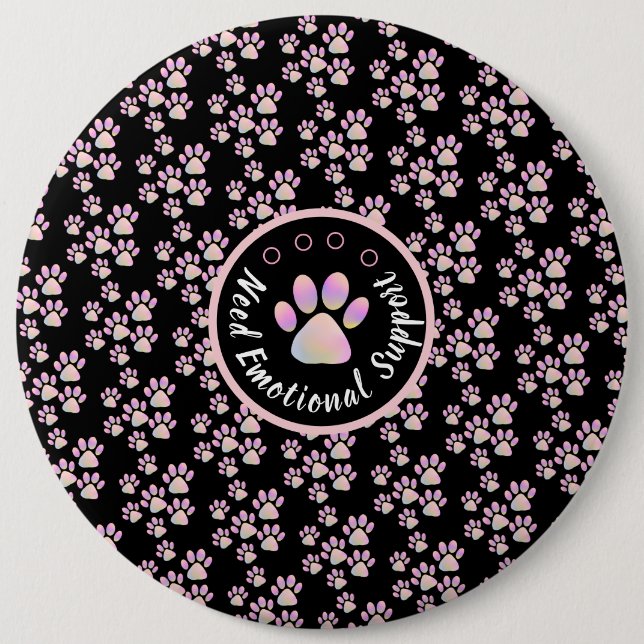 Bóton Redondo 15.24cm Pata de animais rosa personalizada (Frente)
