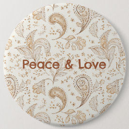 Bóton Redondo 15.24cm Paz Amor Boêmio Hippie Anos Sessenta Paisley