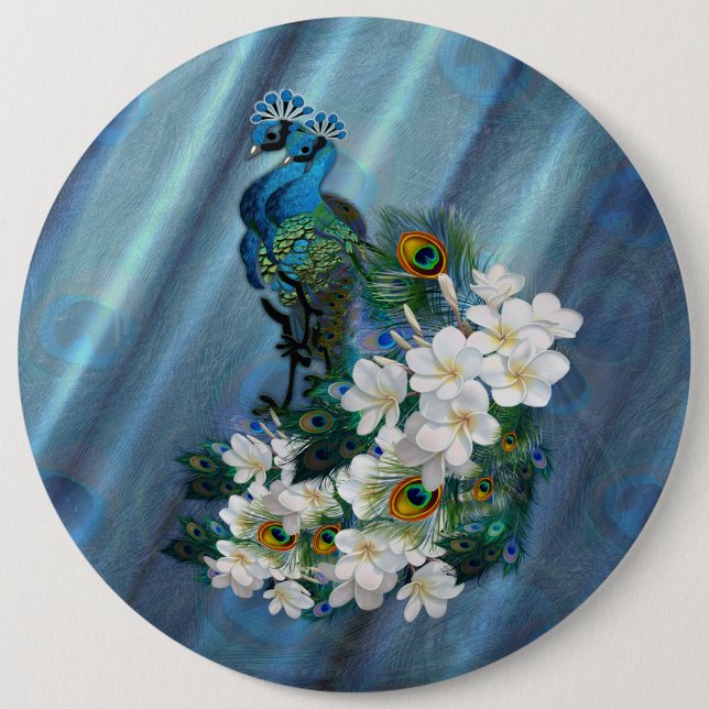 Bóton Redondo 15.24cm Peacocks e Emerald Green Metalical Silk (Frente)