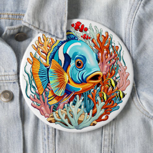 Bóton Redondo 15.24cm Peixes Tropicais Vibrações Coloridas de Verão
