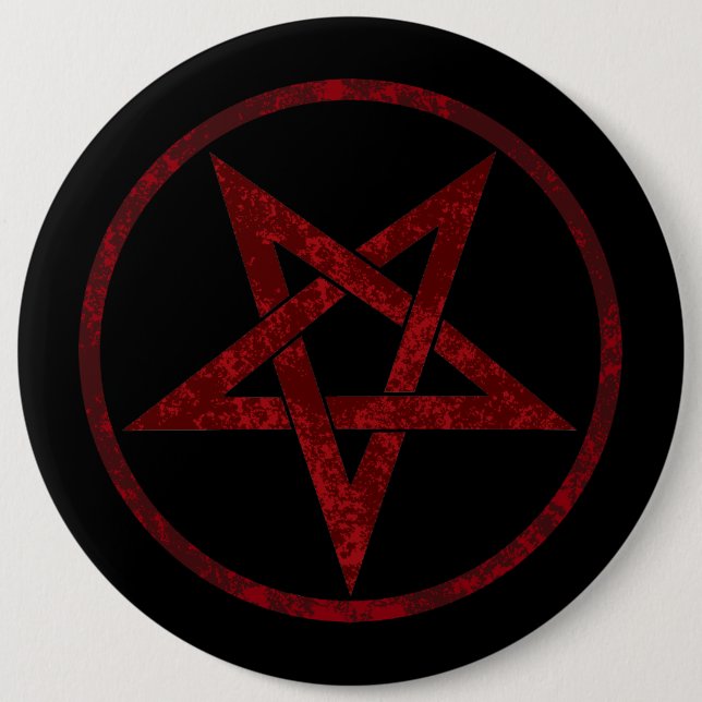 Bóton Redondo 15.24cm Pentagrama do diabo vermelho (Frente)