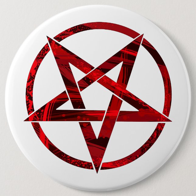 Bóton Redondo 15.24cm Pentagrama do Diabo Vermelho (Frente)