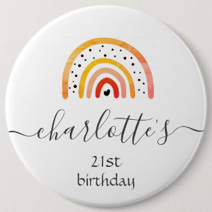 Bóton Redondo 15.24cm Personalizar crachá - Arco-Íris Laranja